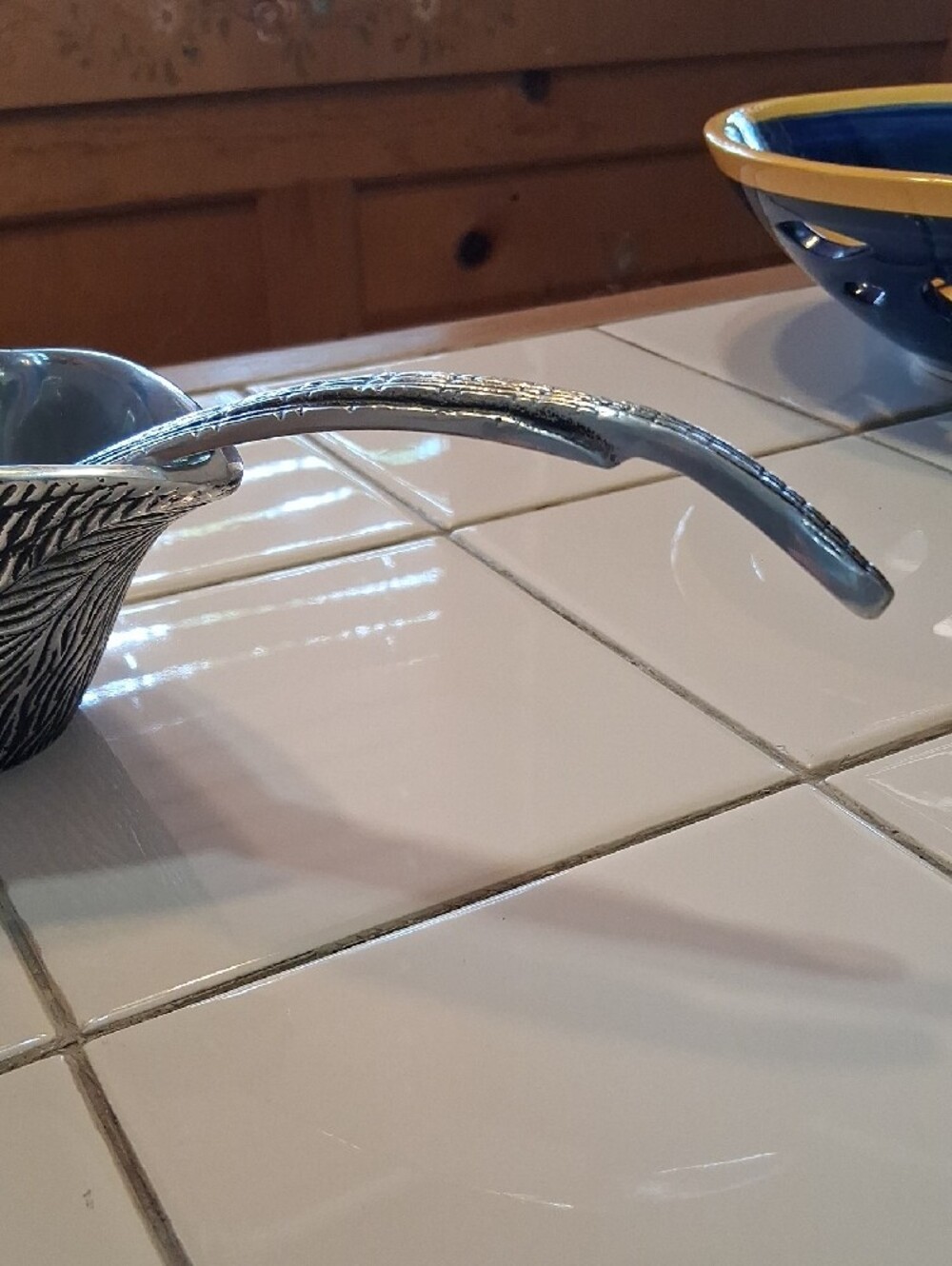 RARE FIND Pottery Barn Silvertone Pewter Pheasant Sauce Bowl With Tail Ladle. - Picture 8 of 16
